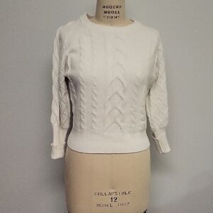 Tahari Ivory Cable Knit Sweater